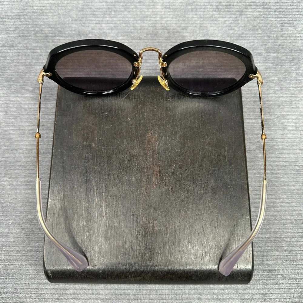 Miu Miu SMU 05Q Round Y2K Sunglasses Black Gold Metal Made in Italy 54-23-140